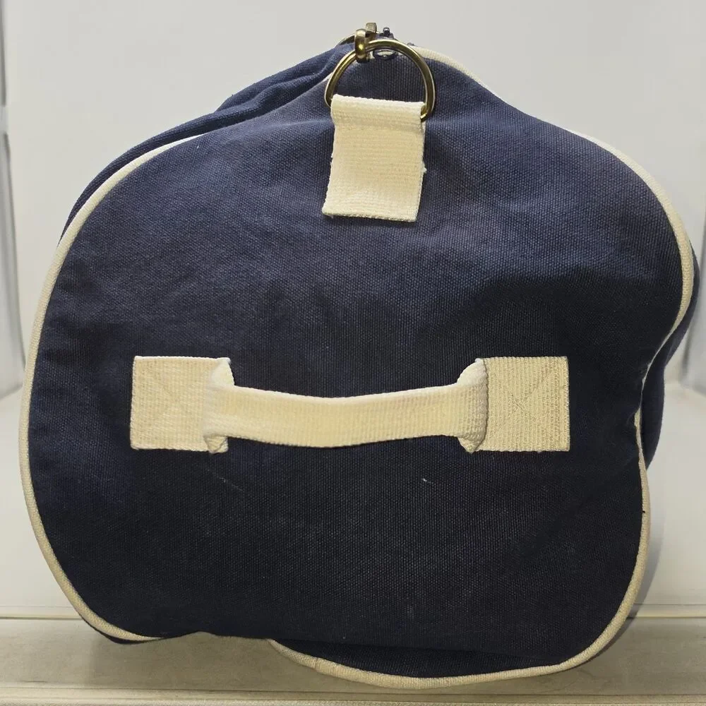 Vtg Polo Ralph Lauren Crest Logo Blue Canvas Large Duffle Bag 24X12 Distressed